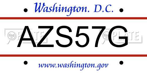 AZS57G District Of Columbia License Plate