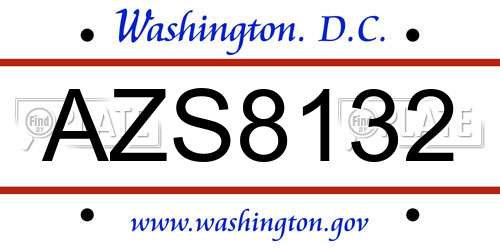AZS8132 District Of Columbia License Plate