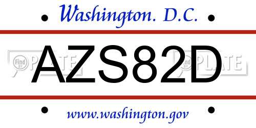 AZS82D District Of Columbia License Plate