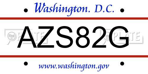 AZS82G District Of Columbia License Plate