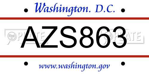AZS863 District Of Columbia License Plate