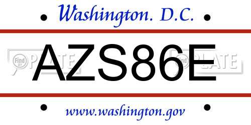 AZS86E District Of Columbia License Plate