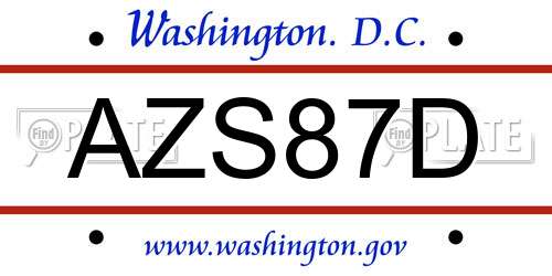 AZS87D District Of Columbia License Plate