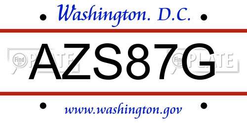 AZS87G District Of Columbia License Plate