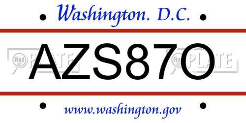 AZS87O District Of Columbia License Plate