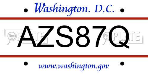 AZS87Q District Of Columbia License Plate