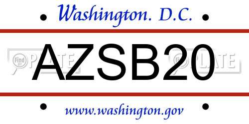 AZSB20 District Of Columbia License Plate