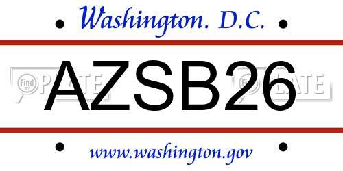 AZSB26 District Of Columbia License Plate