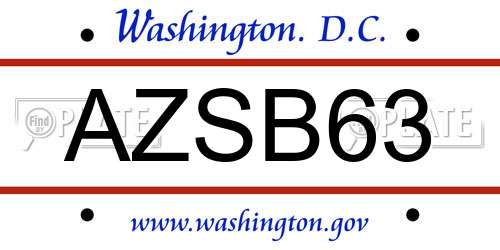 AZSB63 District Of Columbia License Plate