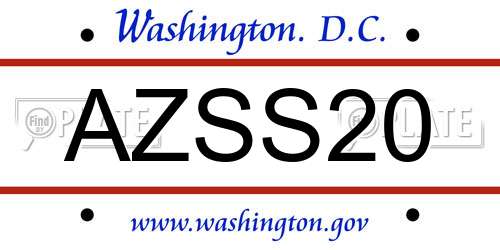 AZSS20 District Of Columbia License Plate