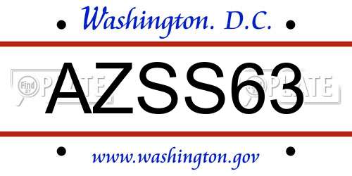 AZSS63 District Of Columbia License Plate