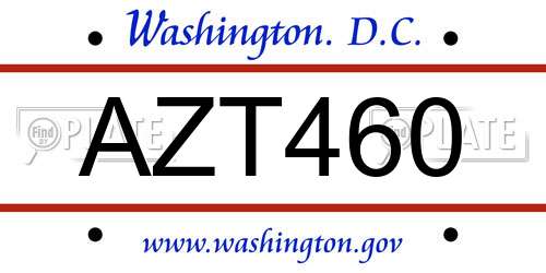 AZT460 District Of Columbia License Plate