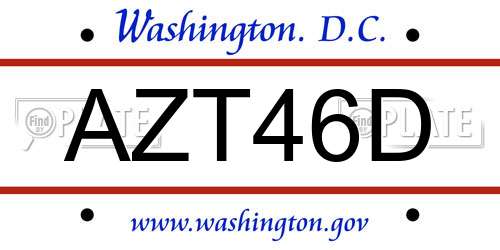 AZT46D District Of Columbia License Plate