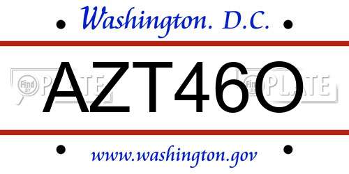 AZT46O District Of Columbia License Plate