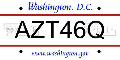 AZT46Q District Of Columbia License Plate