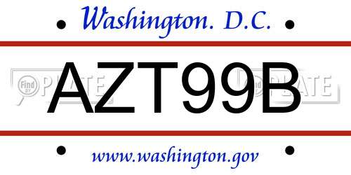 AZT99B District Of Columbia License Plate