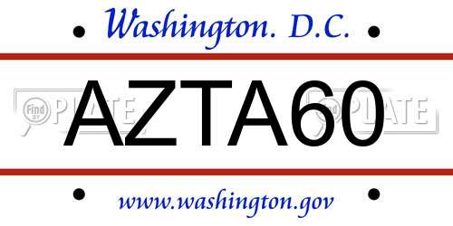 AZTA60 District Of Columbia License Plate