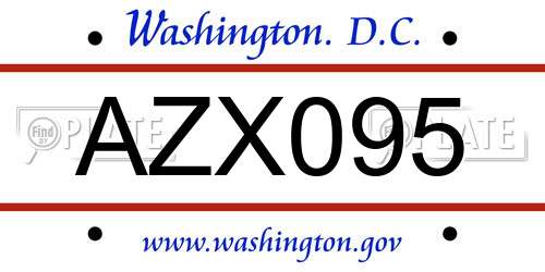 AZX095 District Of Columbia License Plate