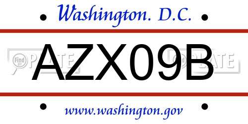 AZX09B District Of Columbia License Plate