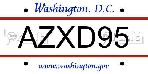 AZXD95 District Of Columbia License Plate