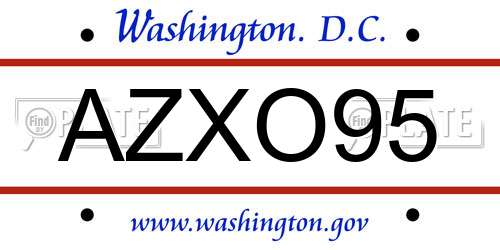 AZXO95 District Of Columbia License Plate