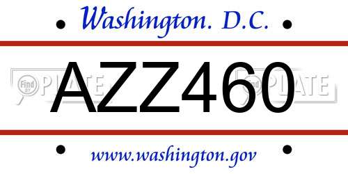 AZZ460 District Of Columbia License Plate