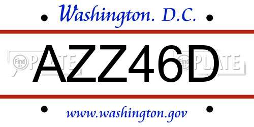 AZZ46D District Of Columbia License Plate