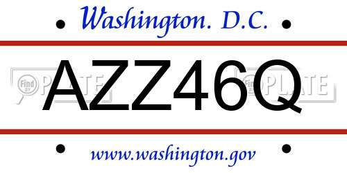AZZ46Q District Of Columbia License Plate