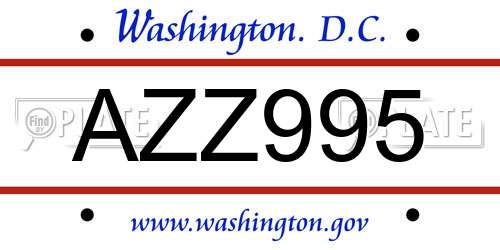 AZZ995 District Of Columbia License Plate