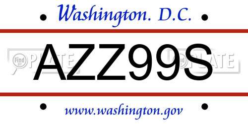 AZZ99S District Of Columbia License Plate