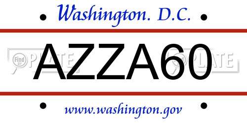 AZZA60 District Of Columbia License Plate