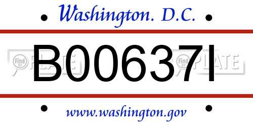 B00637I District Of Columbia License Plate