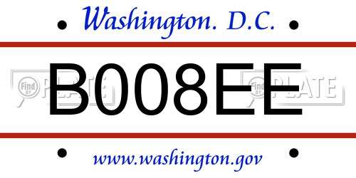 B008EE District Of Columbia License Plate