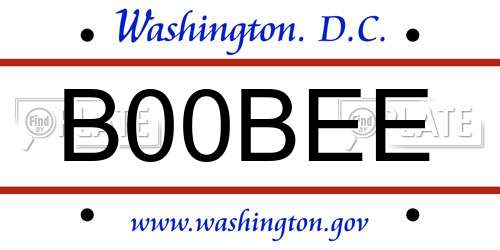B00BEE District Of Columbia License Plate