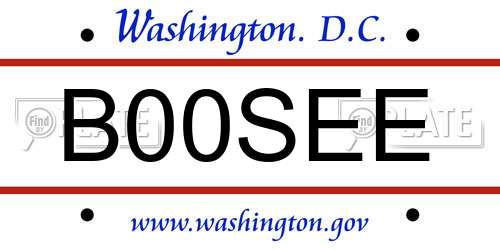 B00SEE District Of Columbia License Plate