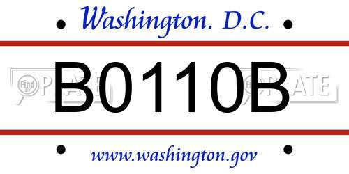 B0110B District Of Columbia License Plate