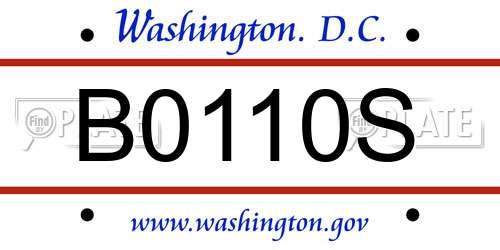 B0110S District Of Columbia License Plate