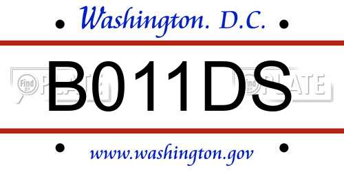 B011DS District Of Columbia License Plate