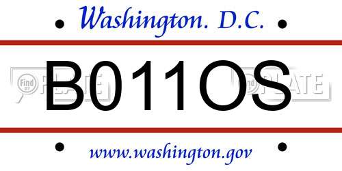 B011OS District Of Columbia License Plate
