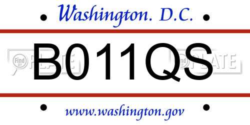 B011QS District Of Columbia License Plate