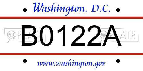 B0122A District Of Columbia License Plate