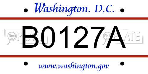 B0127A District Of Columbia License Plate