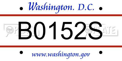 B0152S District Of Columbia License Plate