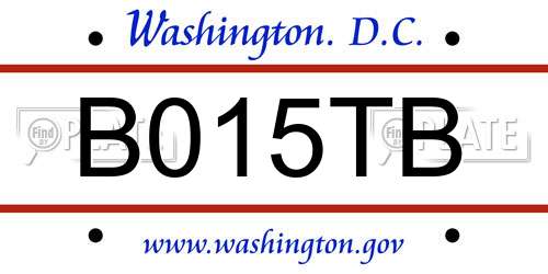 B015TB District Of Columbia License Plate