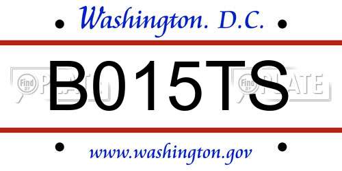 B015TS District Of Columbia License Plate