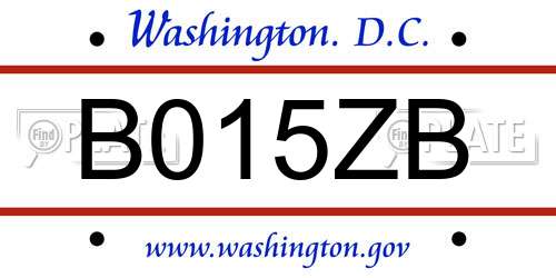 B015ZB District Of Columbia License Plate