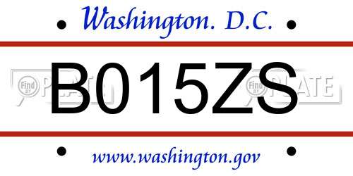 B015ZS District Of Columbia License Plate