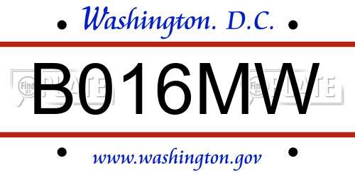 B016MW District Of Columbia License Plate