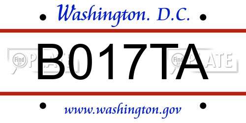 B017TA District Of Columbia License Plate