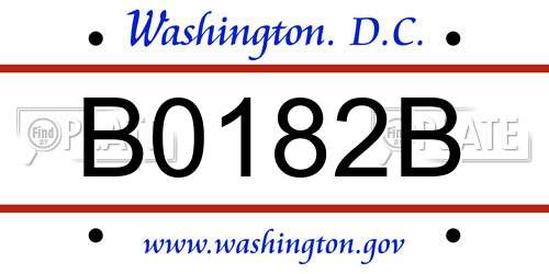 B0182B District Of Columbia License Plate
